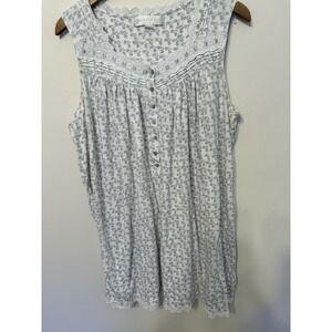 Eileen West short nightgown XL Sleeveless white lace cotton Bicycles cottagecore